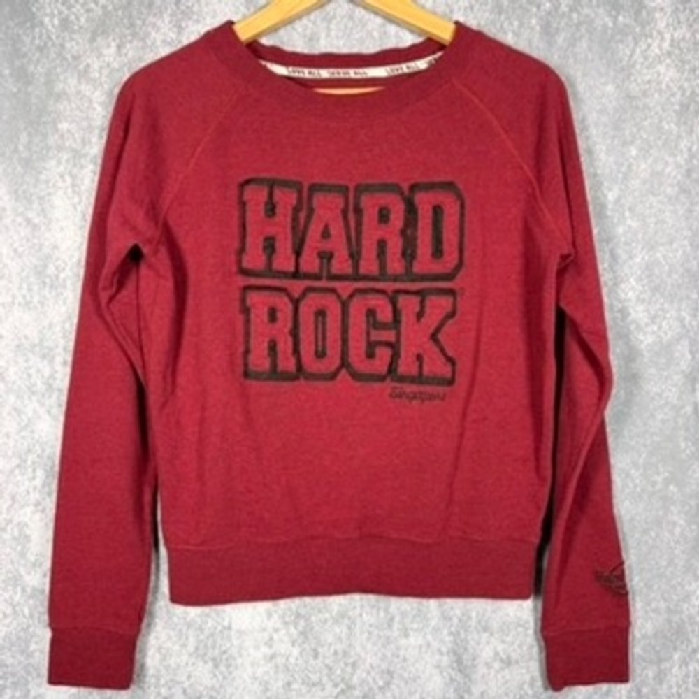 Hard Rock Cafe Singapore Sweatshirt Women Medium Burgundy Red Logo